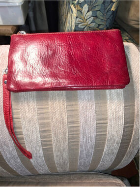 Vintage red leather wristlet wallet